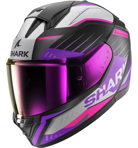 Casco Para Moto Shark Ridill 2 Bersek Dama Gris / Rosa Ece