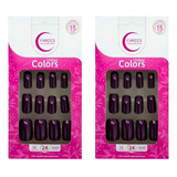 Unhas Postiças Fhaces Top Coalt Metalic Purple -kit C/2un