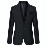 Saco Blazer Negro, Casual Hombre Moda, Confort Fit Premium