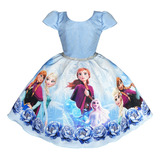 Vestido Frozen Temático Infantil Luxo Filme O Reino Do Gelo