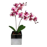 Arranjo De Flores Vaso De Vidro Espelhado Orquidea Branca 3d