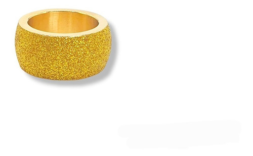 Anillo Glitter Dorado Ancho Marca Blaque Acero Quirurgico