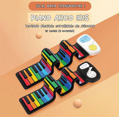 Piano Flexible Enrrollable Roll Up De Silicona De Colores