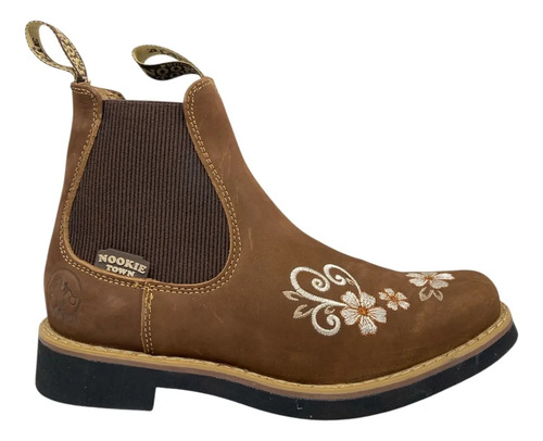 Botines Vaqueros Para Mujer 291-f1 Nobuck Flores Rodeo | Meses sin interés