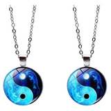 Saidian 2 Collares De Moda Yin Yang Con Colgante De Cristal 