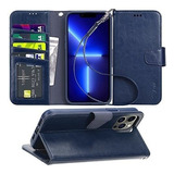 Funda Para iPhone 13 Pro Max Billetera C/correa  Azul