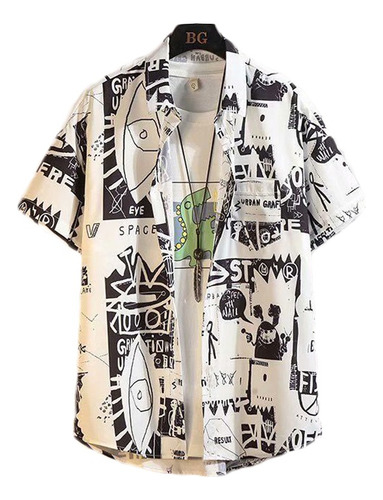 Camisa Hawaiana Con Estampado Vintage De Playa