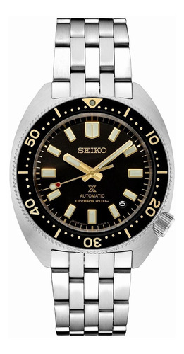 Reloj Seiko Prospex Heritage Turtle Automatic Diver Spb315j1 Color De La Malla Plateado Color Del Bisel Negro Color Del Fondo Negro