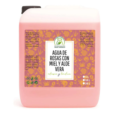 Agua de Rosas Miel Orgánica Aloe Vera Hidratante Facial 5L Productos Mart | Meses sin interés