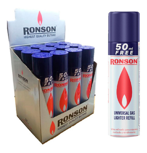 Pack Gas Butano Ronson Recarga Gas Para Encendedor X 12 Unds