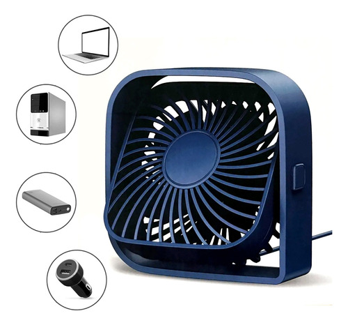 Ventilador De Mesa Mini Fan Azul Con 3 Aspas Fuerte Viento