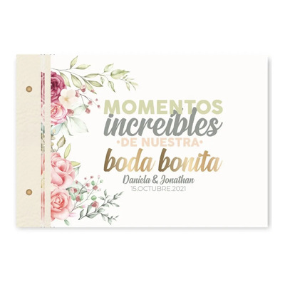 Álbum Boda La Scrapería Flores Rosas 20 Páginas 80 Fotos Blanco