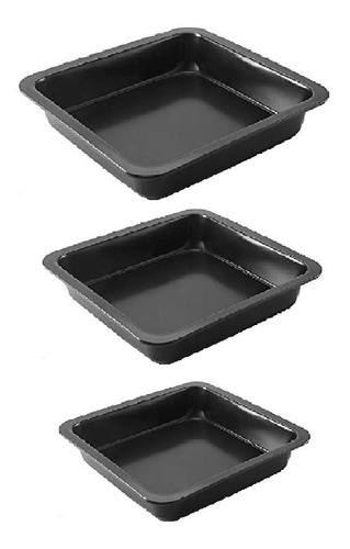 Set De 3 Moldes Charola Antiadherente Reposteria Hornear Pan Color Gris