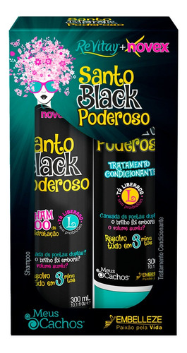 Kit Shampoo Condicionador Santo Black Poderoso Vitay + Novex