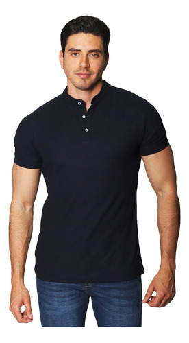 Playeras Polo Hombre Casual Moda Azul Cuello Mao A90101