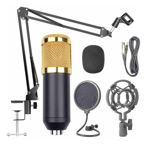 Kit Microfono Condensador Brazo Metal Sobre Mesa, Plug 3,5mm