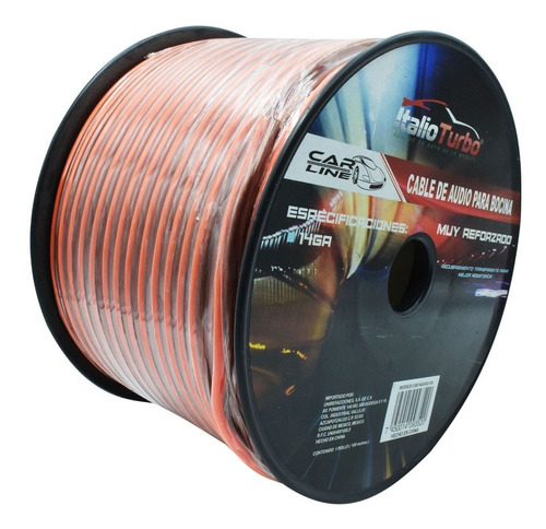 Rollo Cable Audio Bocina Transparente Reforzado Calibre 14