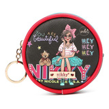 Llavero / Monedero Circular Estampado Nikky By Nicole Lee