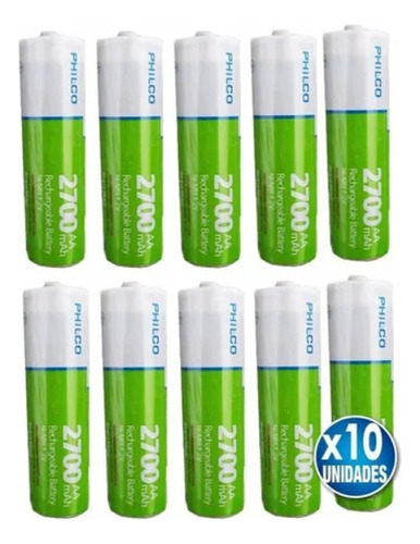 Pila Recargable Philco Aa 2700 Mah Pack 10 Unidades