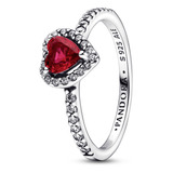 Anillo Pandora Corazón Elevado Rojo