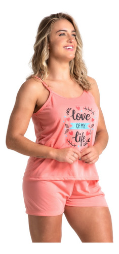 Pijama Short Doll Estampado Feminino Conjunto