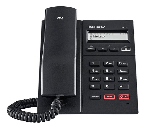 Telefone Ip Intelbras Tip 125i Sip Poe Rj9 Display Viva Voz