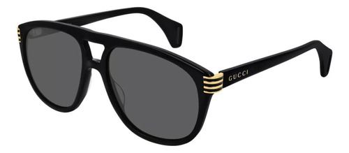 Gucci Gg0525s 001 Aviador Acetato Negro Dorado