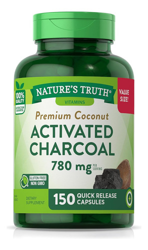 Nature's Truth Activated Charcoal 780mg 150capsulas