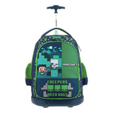 Mochila Escolar Chenson Minecraft Con Carro, Mc65900-9 Color Azul