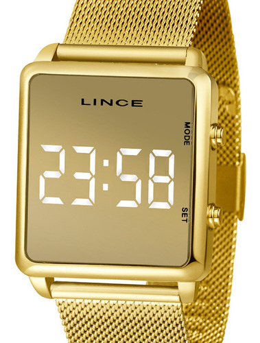 Relógio Lince Unissex Dourado Quadrado Original Mdg4619lbxkx