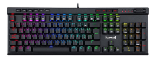 Teclado Gamer Redragon Vata Pro K580rgb-pro Qwerty Outemu Brown Español Latinoamérica Color Negro Con Luz Rgb