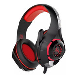 Audifonos Diadema Gamer Necnon Nbhg-viper  Con Adaptador Para Pc Color Rojo