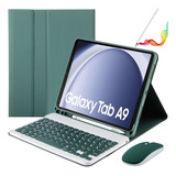 Funda C/teclado Mouse Lapiz Para Galaxy Tab A9 8.7'' Verde