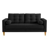 Sofá Sillon Capitone 2 Cuerpos De Pana Mueble Premium Color Negro