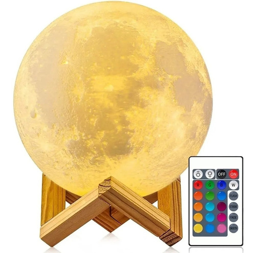 Velador Moderno Lampara Luna Llena 3d Rgb  Colores 13cm