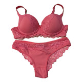 Lingerie Conjunto Bonito E Barato Rosa Com Bojo Sedutora