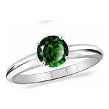 Anillo Solitario Esmeralda Promesa Compromiso Plata Zirconia