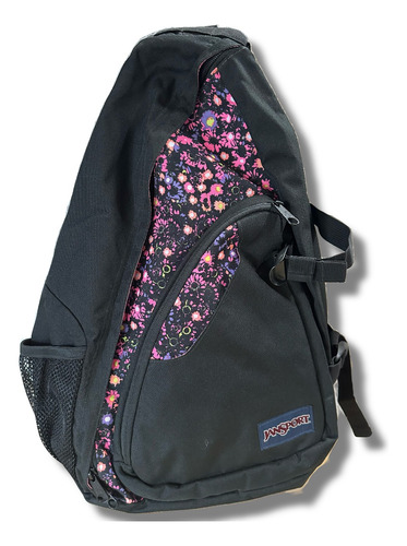 Mochila Jansport Negra Con Detalles Floreados