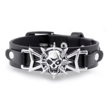 Pulseira Couro Caveira Metal Motoqueiro Punk Gótico Rock Top