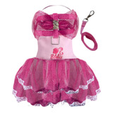 Coleira Peitoral Vestido Barbie Roupa Pet Cachorro Femea