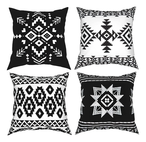 Aztec - Fundas De Almohada Bohemias De 18 X 18 Pulgadas, Fun