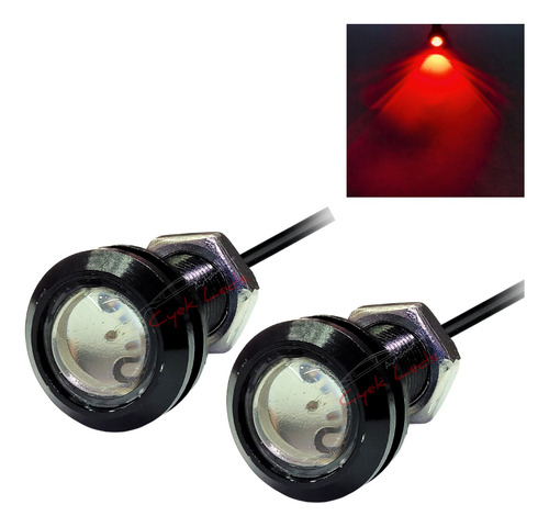 Par De Led Parafuso Rosca Olho Águia Carro Moto 12v 18mm