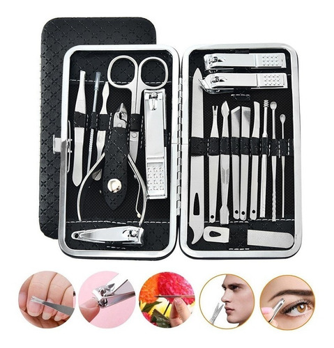 Juego De Manicura Kit De Pedicura Cortaúñas 19pcs Acero Inox