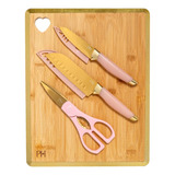 Set 6 Piezas De Paris Hilton Rosa Cuchillo Y Tabla 