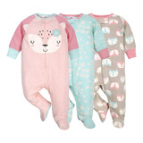 Set 3 Piezas Pijamas Enteriza Gerber Original Ropa Bebe Niña