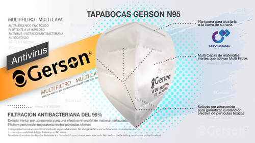 Tapabocas Gerson N95 Blanco X6