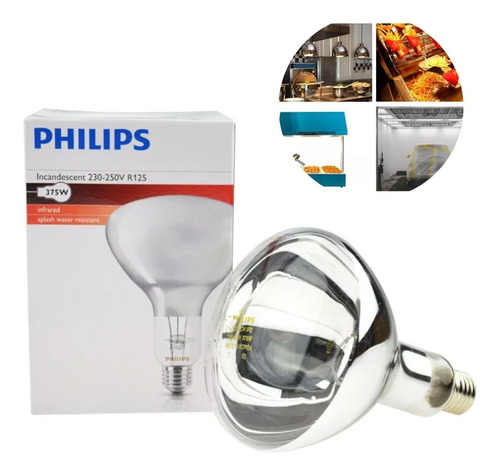 2 Lampada Aquecimento Alimento Infra 250w Batata Fr Philips