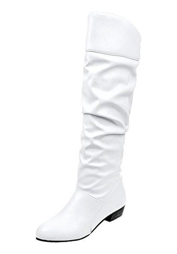 Botas De Cuero Blanco Mujer Otoño Invierno