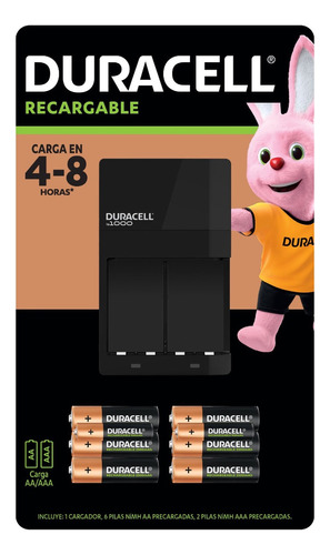 Duracell Cargador, Carga Aa Y Aaa Nimh + 6 Pilas Aa Y 2 Aaa