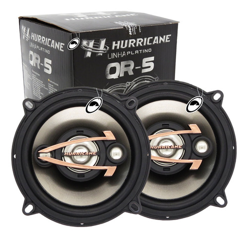 Alto Falante Quadriaxial 5 Polegadas Qr5 160w Rms Hurricane Cor Preto Com Dourado